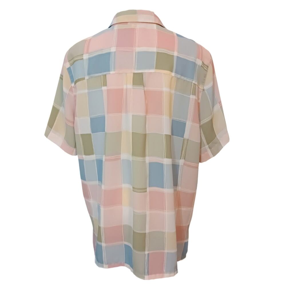 VINTAGE ALFRED DUNNER Preppy Pastel Top Blouse Shirt‎ Size 16 Squares Colorful - Picture 3 of 7